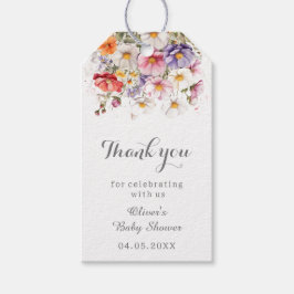 Étiquettes-cadeau Baby in Bloom Fleur sauvage Merci Baby shower