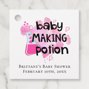 Étiquettes Cadeau Baby Making Potion Coeurs roses Mini bouteille