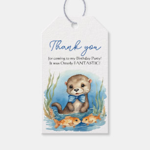 Étiquettes-cadeau Baby Otter Boy Merci d'anniversaire