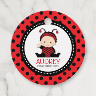 Étiquettes Cadeau Baby Red Ladybug premier Baby shower d'anniversair