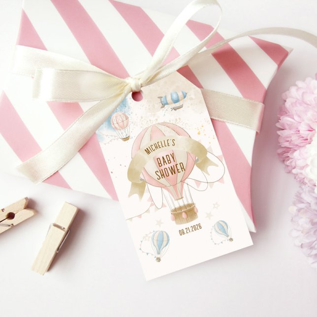 Étiquettes-cadeau Baby shower à ballon à air chaud (Créateur téléchargé)