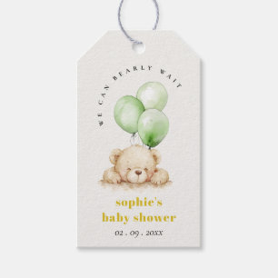 Étiquettes-cadeau Baby shower à ballon d'attente neutre vert