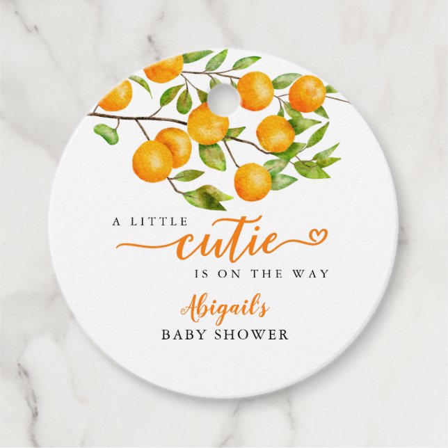 Étiquettes Cadeau Baby shower à fruits de Little Cutie (Devant)