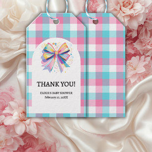 Étiquettes-cadeau Baby shower à mâchoires colorées