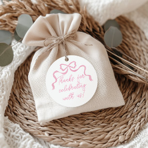 Étiquettes Cadeau Baby shower à mâchoires roses, ruban rose