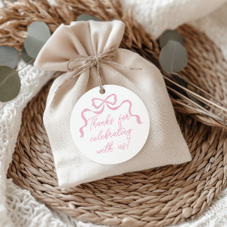 Étiquettes Cadeau Baby shower à mâchoires roses, ruban rose