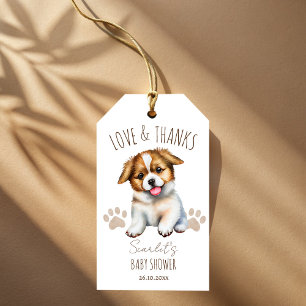 Étiquettes-cadeau Baby shower à thème chien chiot merci pour
