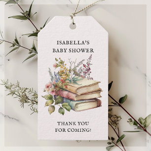 Étiquettes-cadeau Baby shower à thème du livre fleur sauvage