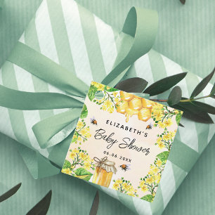 Étiquettes Cadeau Baby shower abeilles miel fleurs jaunes