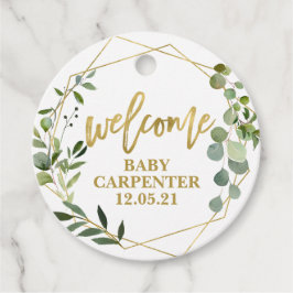 Étiquettes Cadeau Baby shower accueil bébé eucalyptus verdure