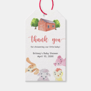 Étiquettes-cadeau Baby shower agricole - merci