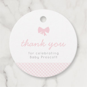 Étiquettes Cadeau baby shower arc rose En vichy