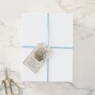 Étiquettes-cadeau Baby Shower au lapin au eucalyptus vert