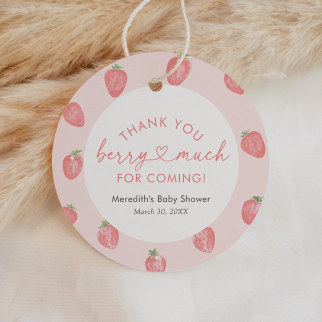 Étiquettes Cadeau Baby shower aux fraises (Créateur téléchargé)