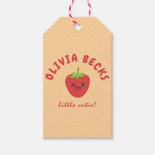 Étiquettes-cadeau Baby shower aux fraises Little Cutie