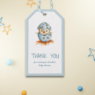 Étiquettes-cadeau Baby shower aux oiseaux bleu mignon