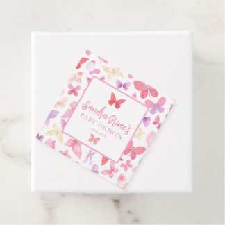 Étiquettes Cadeau Baby shower aux papillons roses