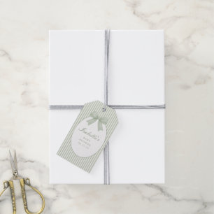 Étiquettes-cadeau Baby Shower aux rayures vert sauge