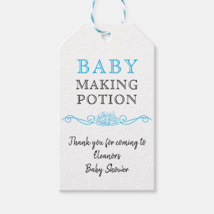 Étiquettes-cadeau Baby shower Baby Making Potion Sky Blue Merci