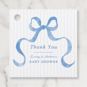 Étiquettes Cadeau Baby shower Bac à ruban bleu Wavy