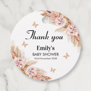 Étiquettes Cadeau Baby shower Baisers à papillon floral Boho Blush