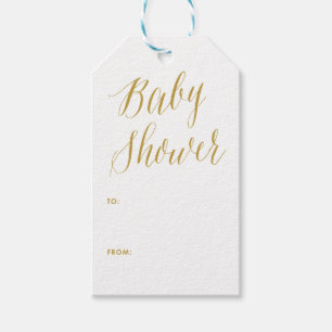 Étiquettes-cadeau Baby shower Balise cadeau Gold Modern Calligraph