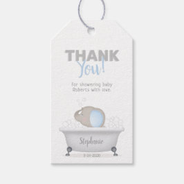 Étiquettes-cadeau Baby shower bébé éléphant bulle garçon de bain