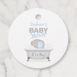 Étiquettes Cadeau Baby shower bébé éléphant bulle garçon de bain