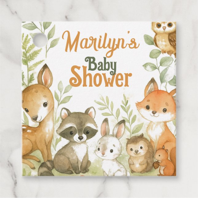 Étiquettes Cadeau Baby shower Bébé mignon Animaux (Devant)