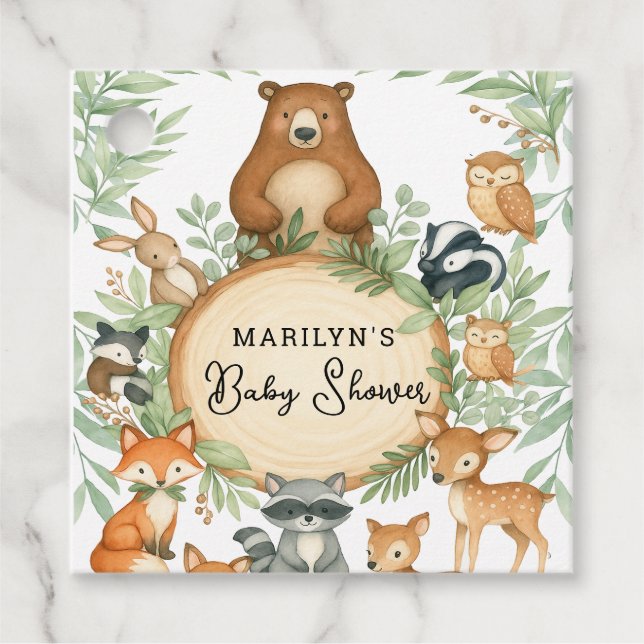 Étiquettes Cadeau Baby shower Bébé mignon Animaux (Devant)