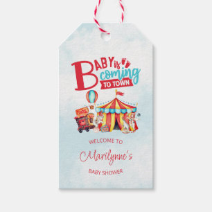 Étiquettes-cadeau Baby shower bleu Carnival Circus