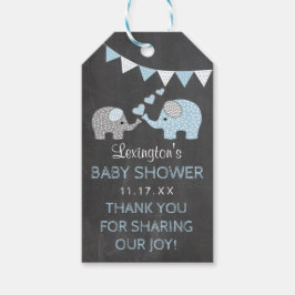Étiquettes-cadeau Baby shower bleu éléphant Chalk Look Merci