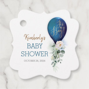 Étiquettes Cadeau Baby shower bleu marine Merci