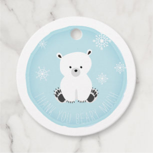 Étiquettes Cadeau Baby shower bleu Ours polaire