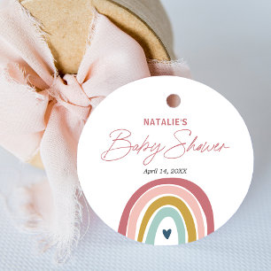 Étiquettes Cadeau Baby shower bleu rose arc-en-ciel