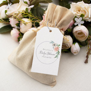Étiquettes-cadeau Baby shower bleu rose floraux merci