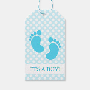 Étiquettes-cadeau Baby shower Blue Baby Footprints