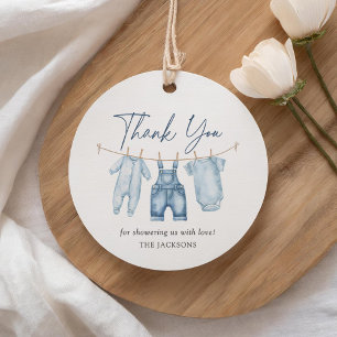 Étiquettes Cadeau Baby shower Blue Jean Denim