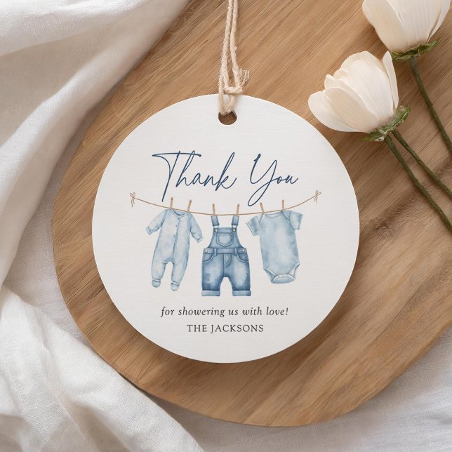 Étiquettes Cadeau Baby shower Blue Jean Denim (Créateur téléchargé)