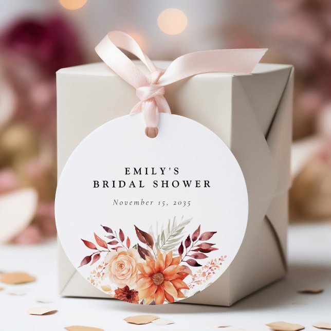 Étiquettes Cadeau Baby Shower Bohème Floral d'Automne pour un Mariag (Créateur téléchargé)