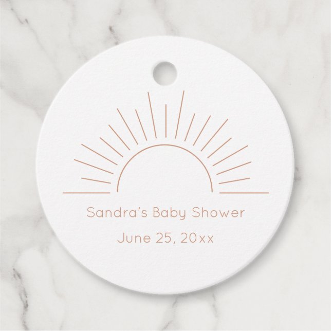 Étiquettes Cadeau Baby shower Boho Sun (Devant)