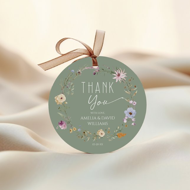 Étiquettes Cadeau Baby shower botanique vert Sage (Créateur téléchargé)