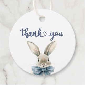 Étiquettes Cadeau Baby shower Bunny bleu