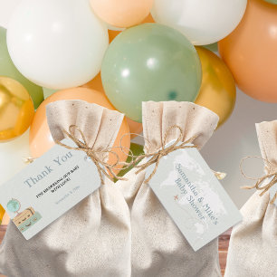 Étiquettes-cadeau Baby shower Carte du monde Merci Adventure