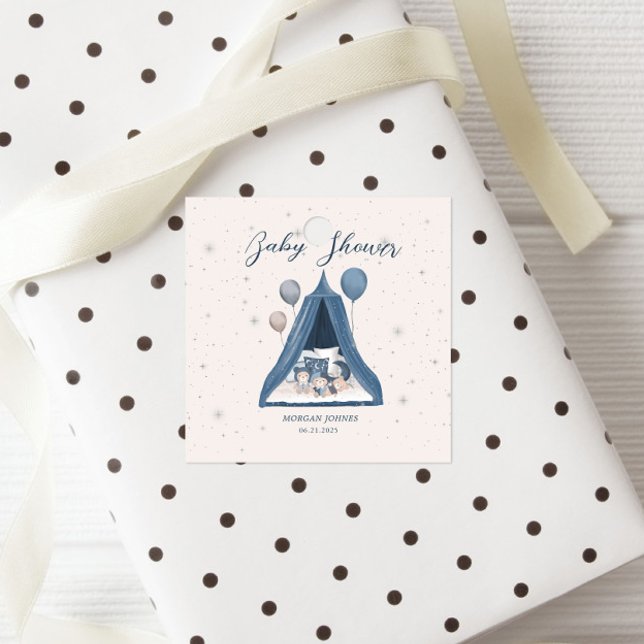 Étiquettes Cadeau Baby shower Celestial Bear Pastel (Créateur téléchargé)
