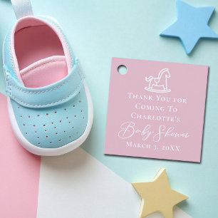 Étiquettes Cadeau Baby shower Cheval Rose Blanc Rocheux Cute