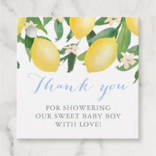 Étiquettes Cadeau Baby shower Citrons pour bébé doux garçon