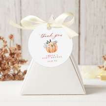 Baby shower Citrouille en terre cuite Merci