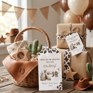Étiquettes-cadeau Baby shower Cowboy rustique moderne Western désert