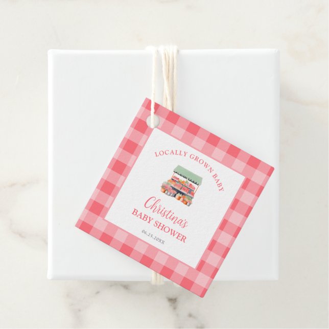 Étiquettes Cadeau Baby shower cultivé localement (En situation)